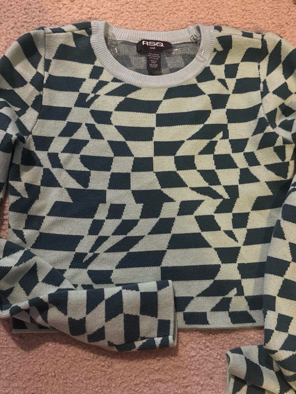 RSQ Mint and Teal crop top Sweater